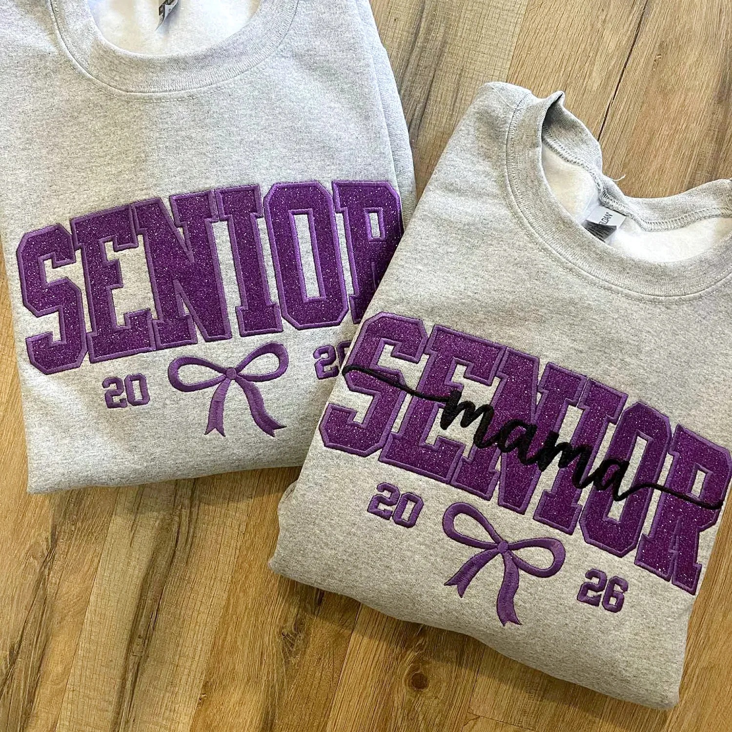Custom Glitter Embroidered Senior Sweatshirt, Senior Class of 2026