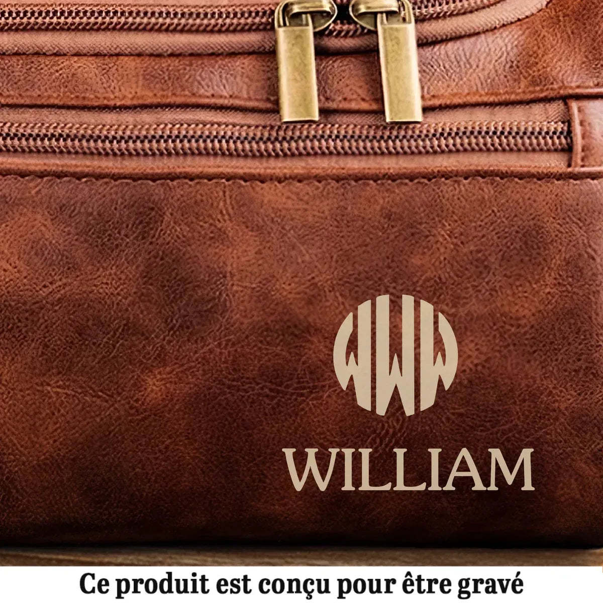 Trousse De Toilette En Cuir Gravée Personnalisée – Cadeaux D’Anniversaire Personnalisés Pour Papa, Frère
