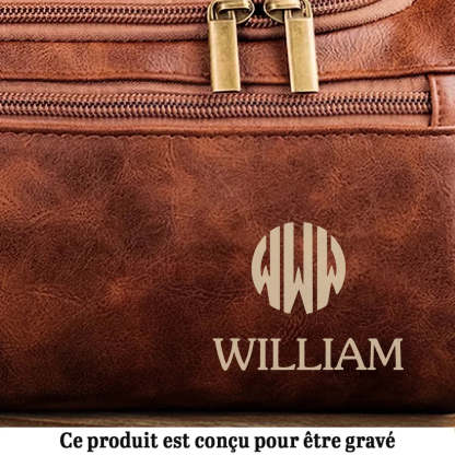 Trousse De Toilette En Cuir Gravée Personnalisée – Cadeaux D’Anniversaire Personnalisés Pour Papa, Frère