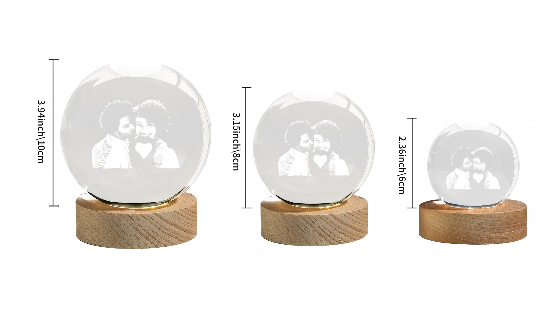 Custom 2D Photo Crystal Ball Night Light Lamp Anniversary Gift