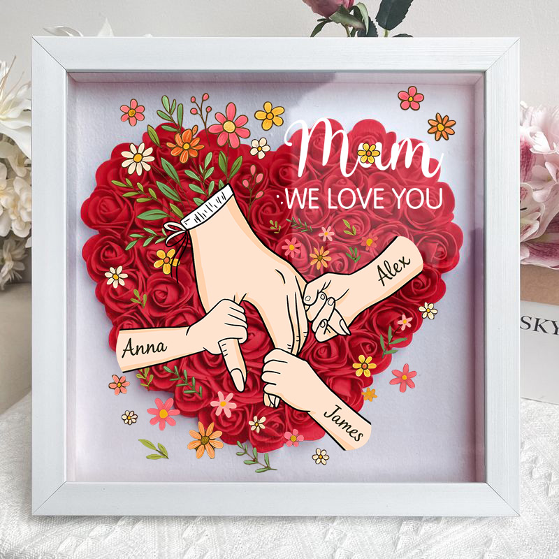 Personalized Hand in Hand with Mom Floral Shadow Box-Mother's Day gifts