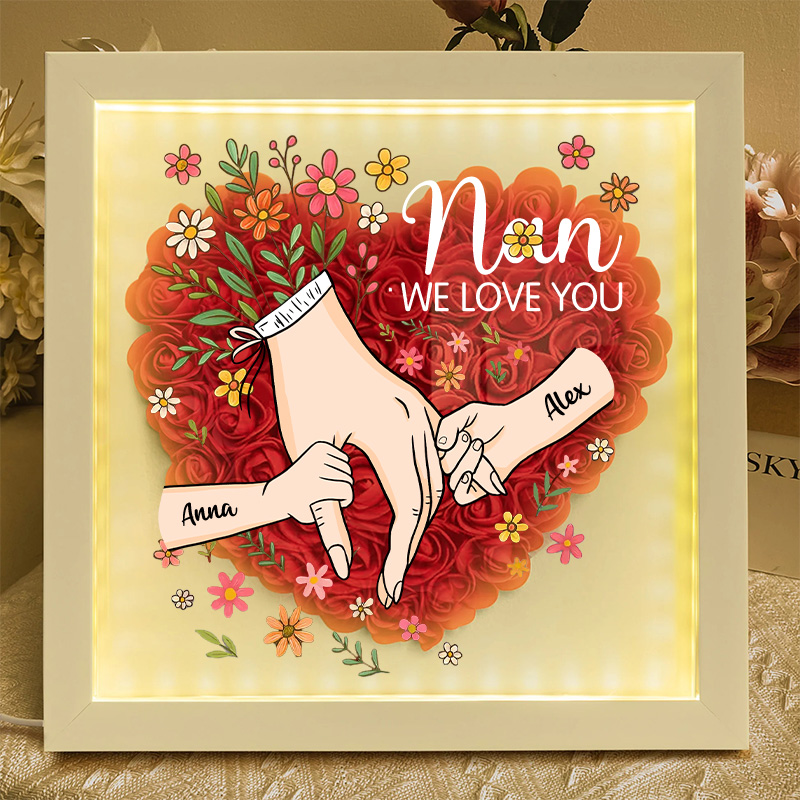 Personalized Hand in Hand with Mom Floral Shadow Box-Mother's Day gifts