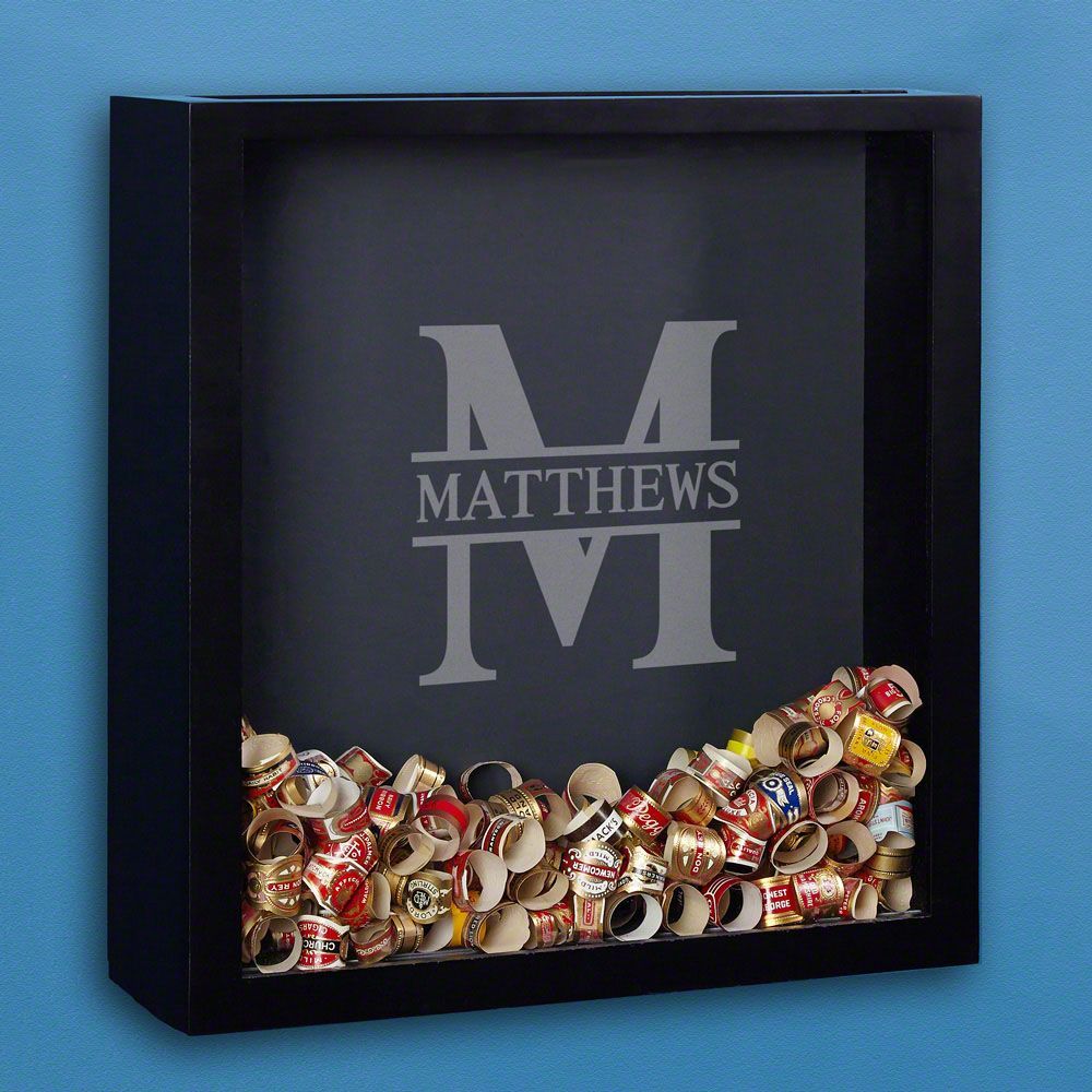 Personalized Cigar Shadow Box - Vintage Groomsmen Wedding Cigar Bands Holder Box
