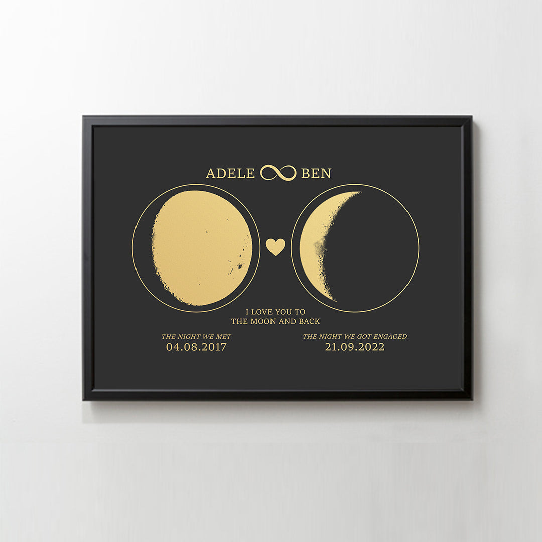 CUSTOM ART / 2 MOON PHASES DESIGN- For Memory Gift