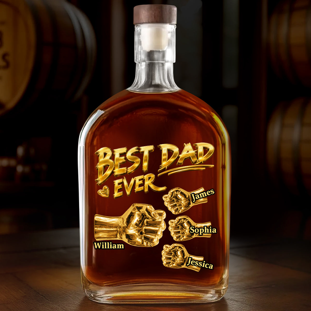 Personalized Dad Whiskey Bottle - Engraved with Kids Names, Perfect Father's Day Surprise