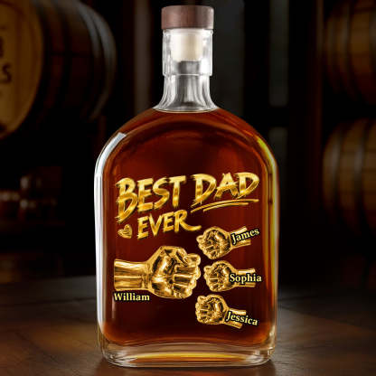 Personalized Dad Whiskey Bottle - Engraved with Kids Names, Perfect Father's Day Surprise