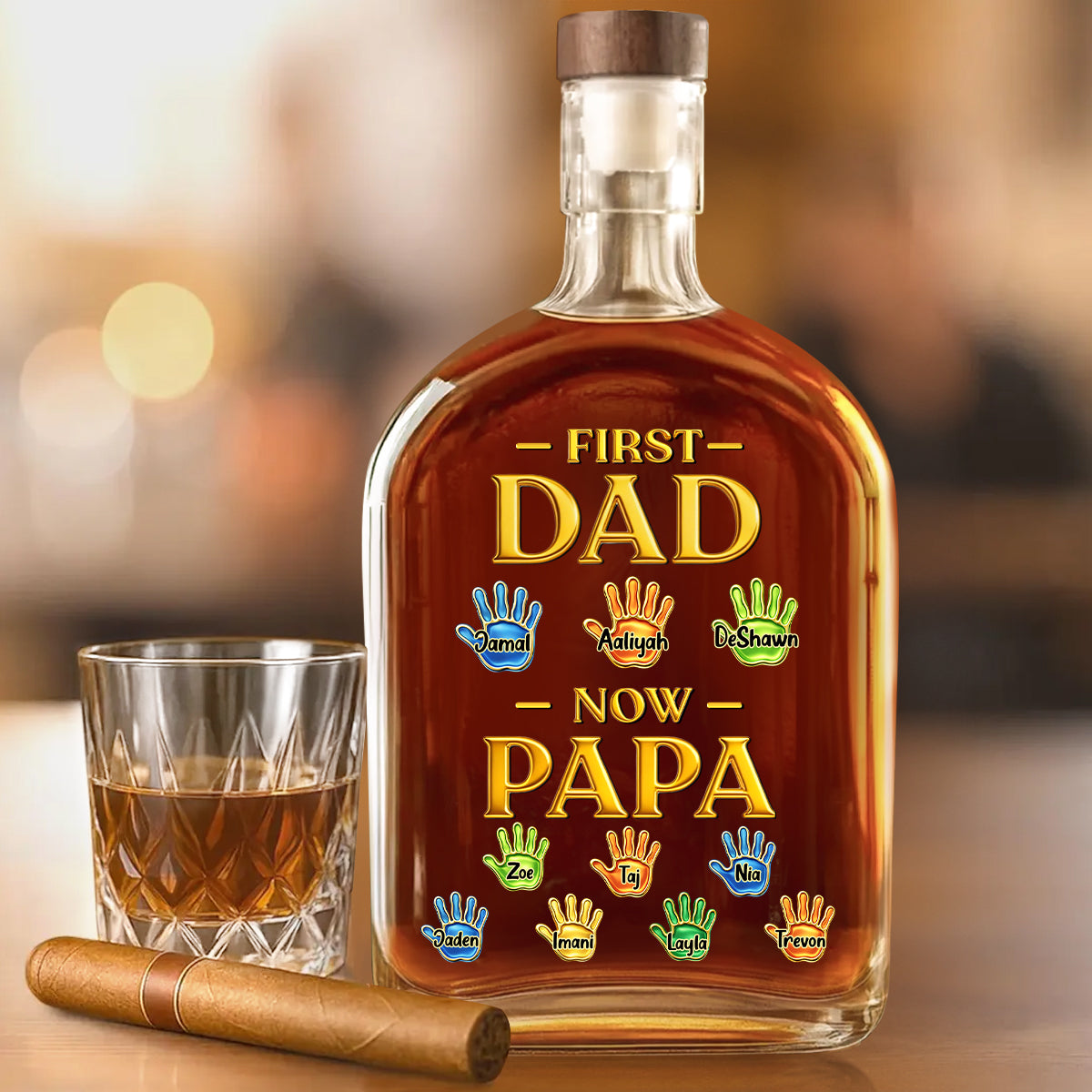 Custom "First Dad Now Papa" Decanter - Funny & Sentimental Father's Day Gift for Every Dad