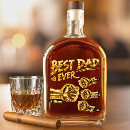 Personalized Dad Whiskey Bottle - Engraved with Kids Names, Perfect Father's Day Surprise