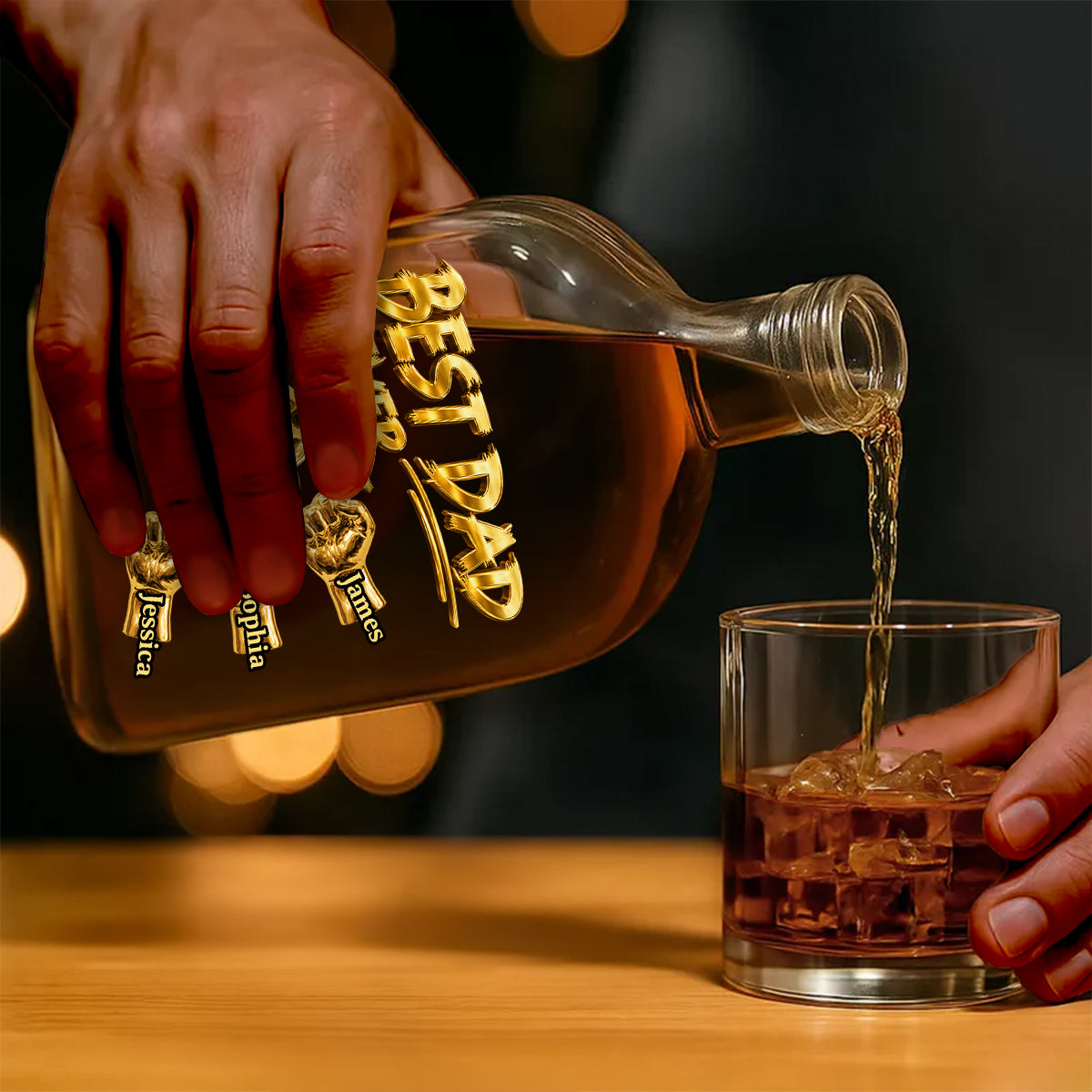 Personalized Dad Whiskey Bottle - Engraved with Kids Names, Perfect Father's Day Surprise