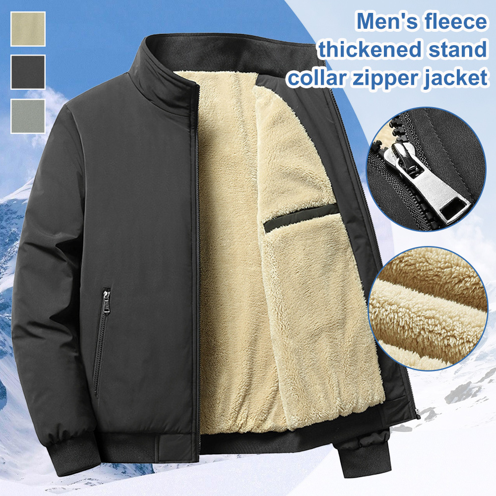 Alberchris™ Autumn and winter men's stand collar zippered velvet thickened jacket