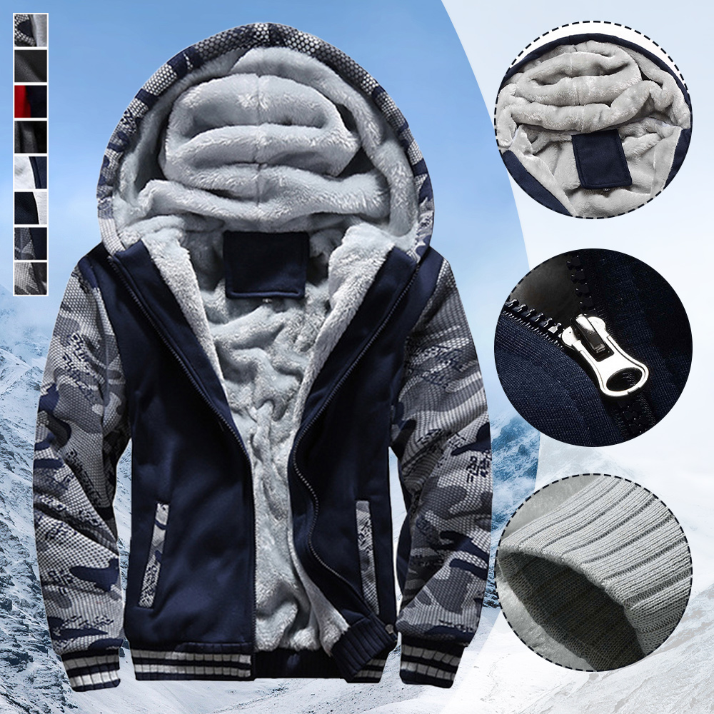 Alberchris™ New style velvet and thickened hooded color-blocked men's jacket for winter