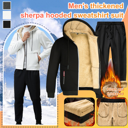Alberchris™ New autumn and winter men's lambswool thickened warm hooded sweatshirt suit