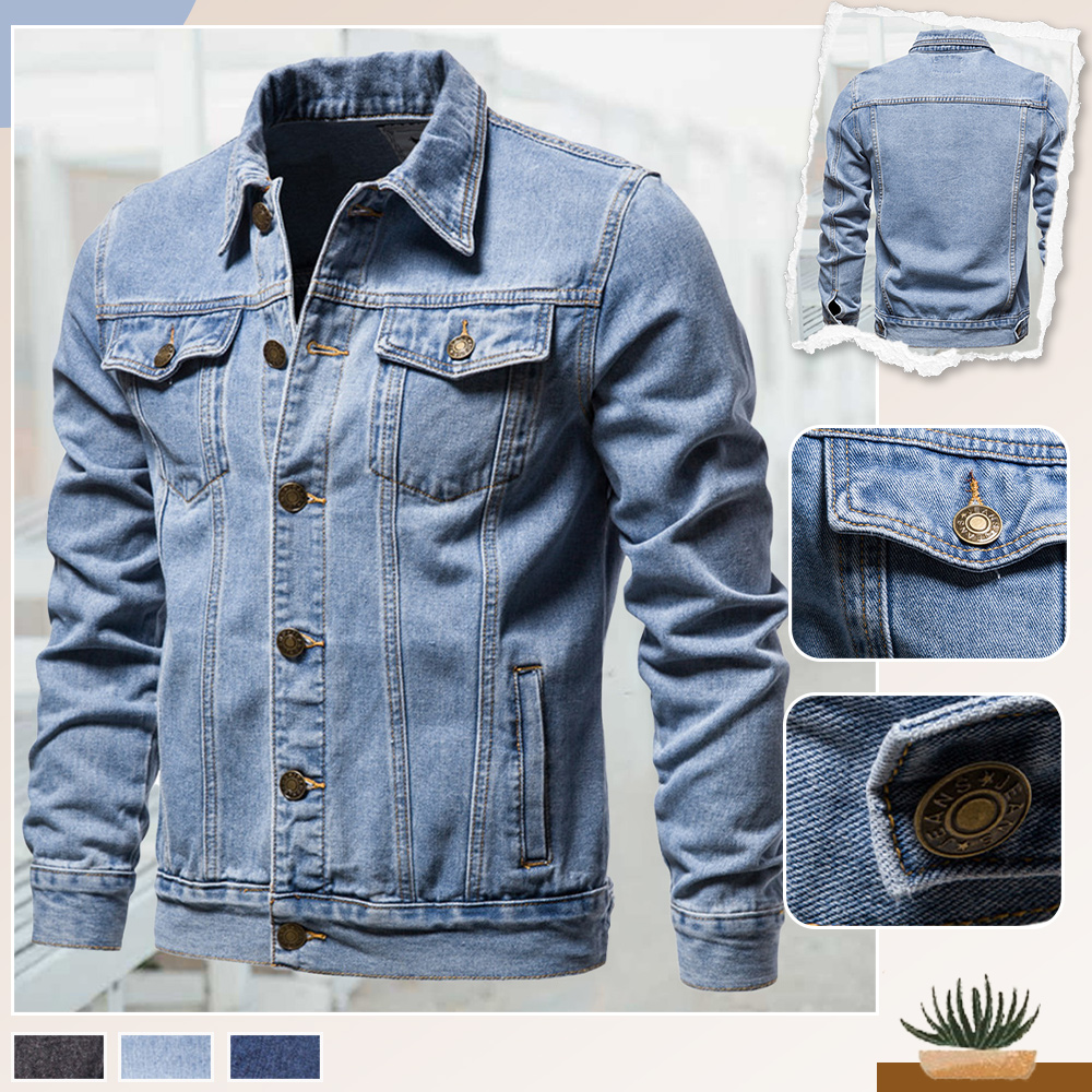 Alberchris™ 2024 New Men's Long Sleeve Lapel Denim Jacket