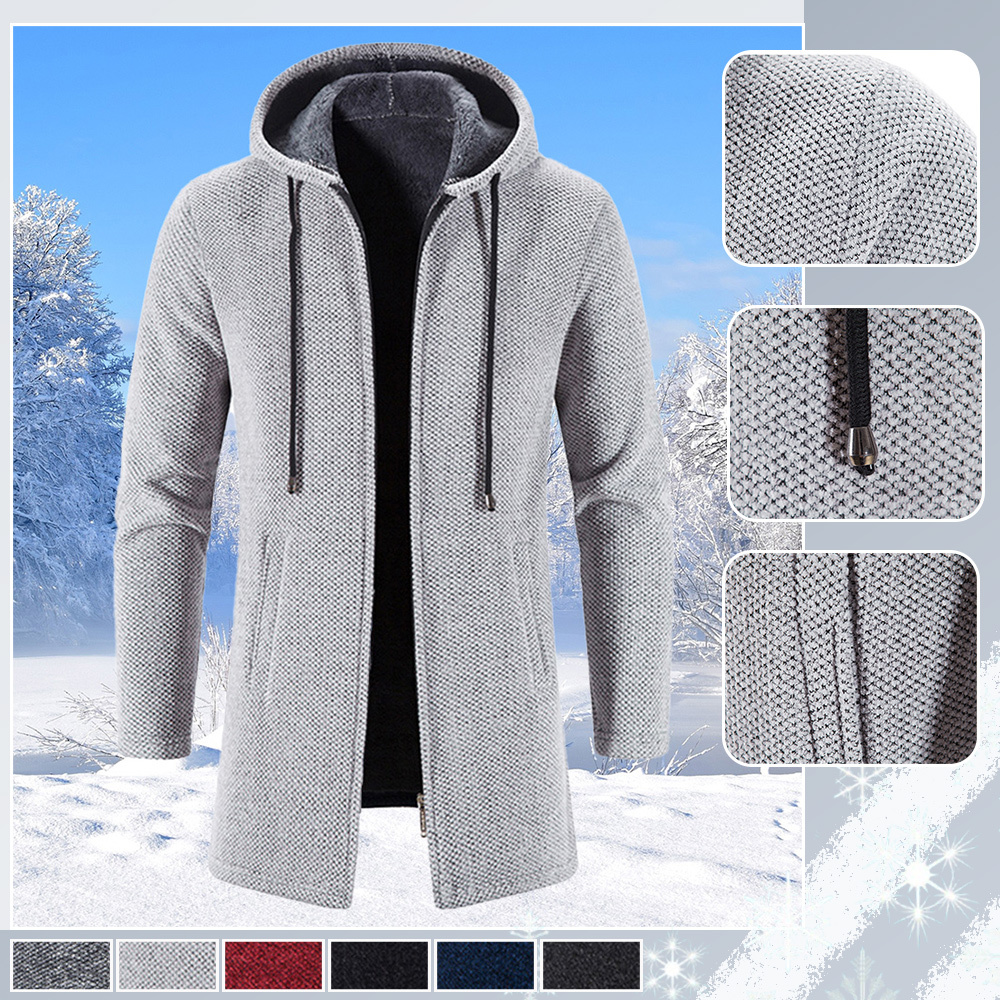 Alberchris™ Men's mid-length hooded sweater jacket
