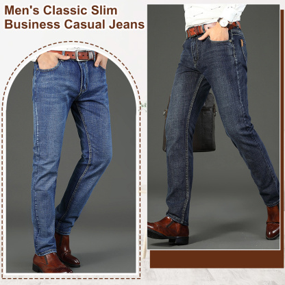 Alberchris™ Men's classic slim fit high quality stretch straight business casual jeans