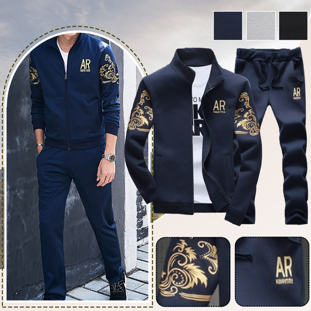Alberchris™ New men's casual stand-up collar baseball jacket long-sleeved trousers suit for spring and autumn