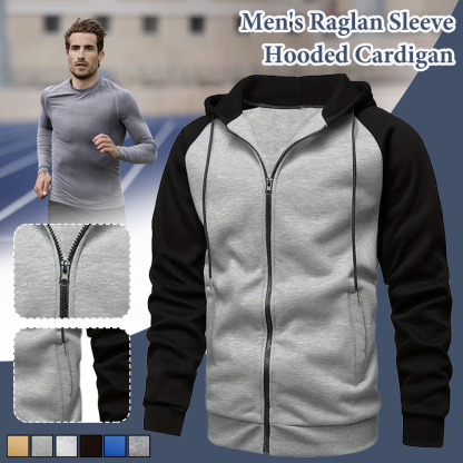 Alberchris™ Men's Colorblock Raglan Sleeve Hoodie Cardigan
