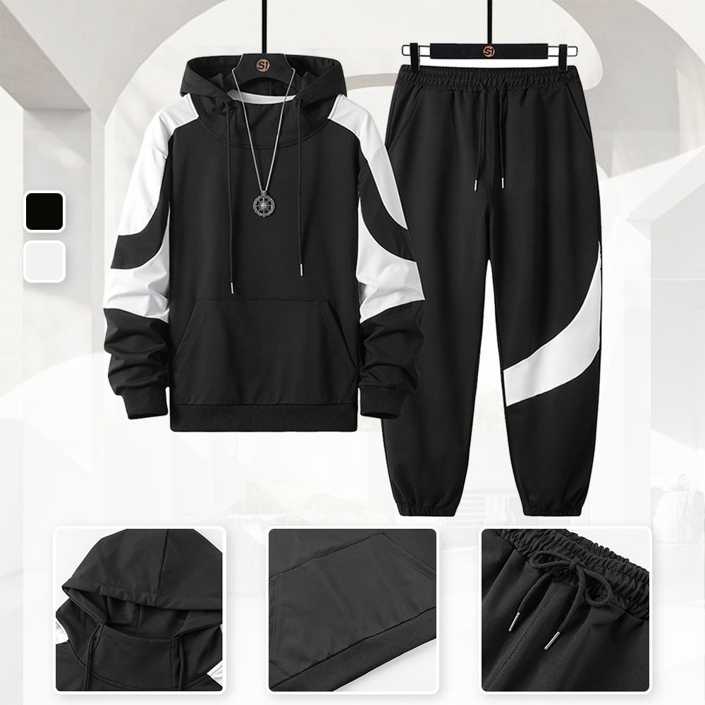 Alberchris™ New men's color-blocked long-sleeved jacket + sports trousers suit for spring and autumn