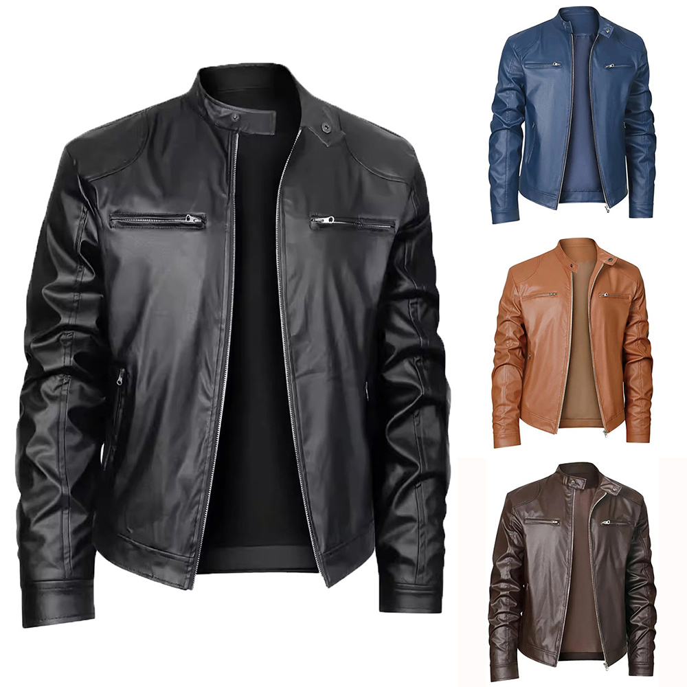 Alberchris™ New Men's Stand-up Collar Zipper Leather Jacket