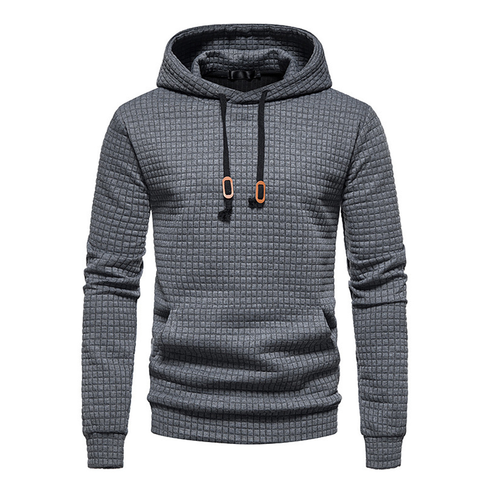 Alberchris™ Men's Waffle Pattern Solid Hoodie Casual Pullover Sweatshirt