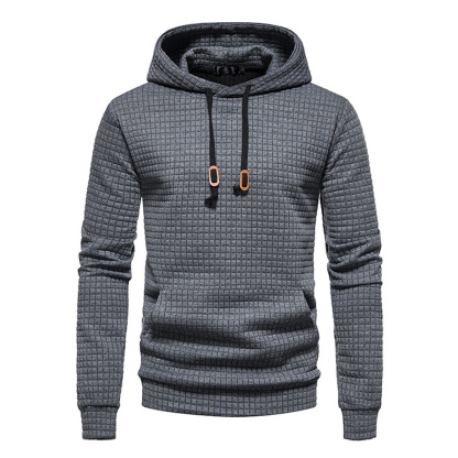 Alberchris™ Men's Waffle Pattern Solid Hoodie Casual Pullover Sweatshirt