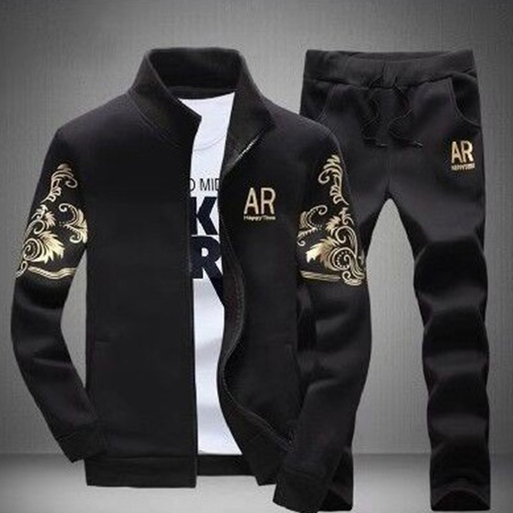 Alberchris™ New men's casual stand-up collar baseball jacket long-sleeved trousers suit for spring and autumn