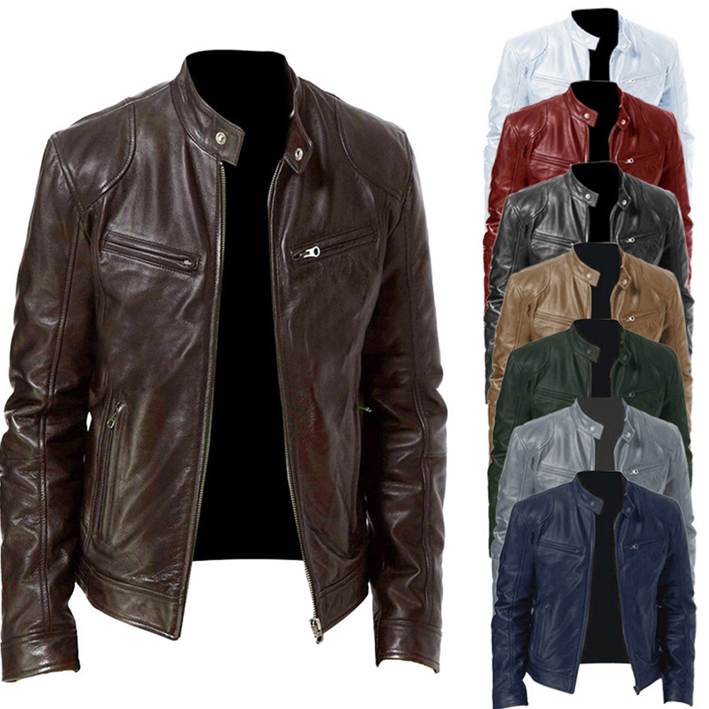 Alberchris™ New Men's Business Stand-up Collar Zipper Leather Jacket