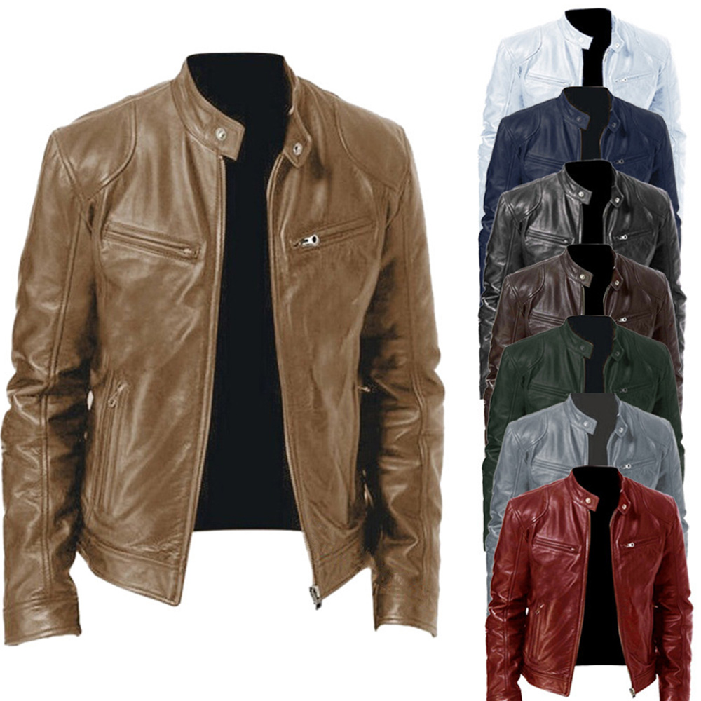 Alberchris™ New Men's Business Stand-up Collar Zipper Leather Jacket