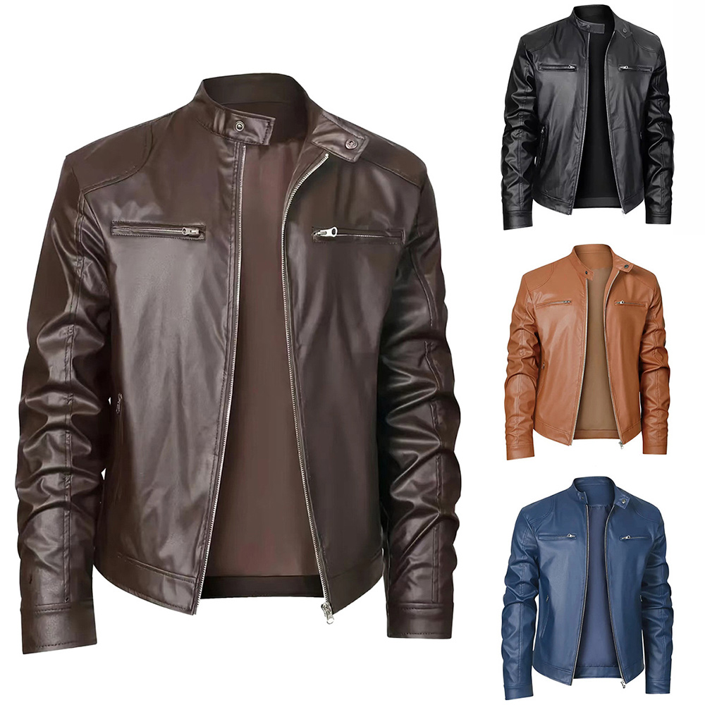 Alberchris™ New Men's Stand-up Collar Zipper Leather Jacket