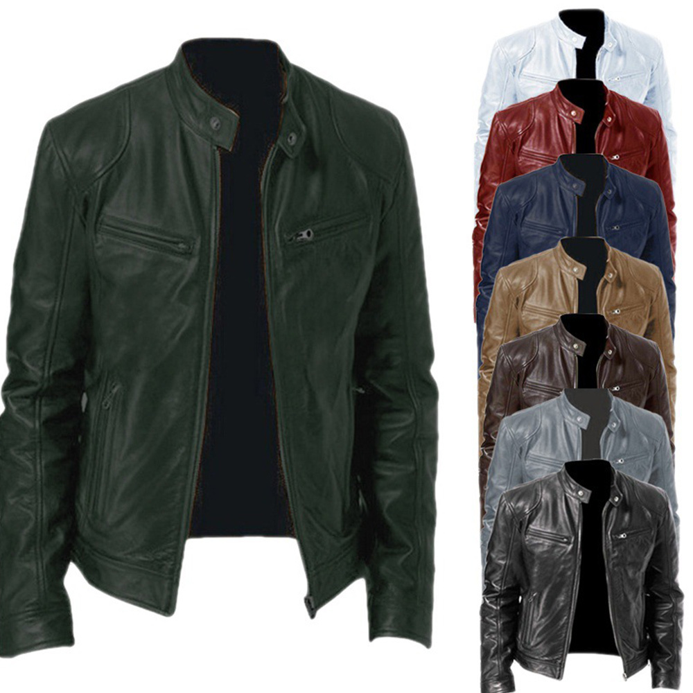 Alberchris™ New Men's Business Stand-up Collar Zipper Leather Jacket