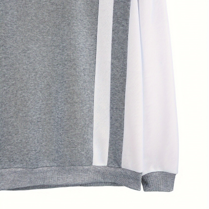 Alberchris™ Autumn and winter men's fashionable color block round neck plus fleece sweatshirt