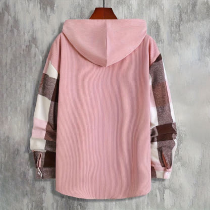 Alberchris™ Men's Autumn and Winter New Hooded Plaid Jacket Long Sleeve Thickened Shirt Top