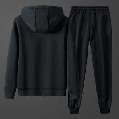 Alberchris™ Men's Cotton and Linen Plush Hooded Jacket Sportswear Two-piece Suit