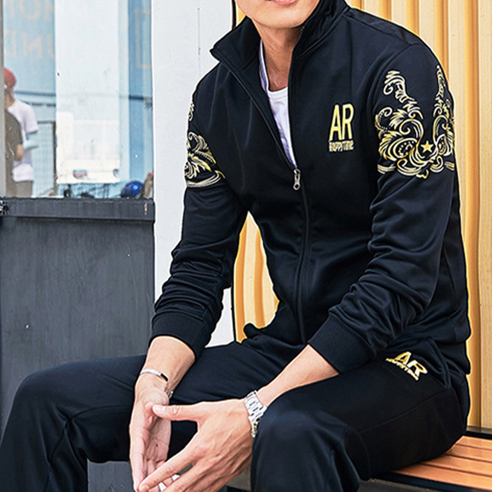 Alberchris™ New men's casual stand-up collar baseball jacket long-sleeved trousers suit for spring and autumn