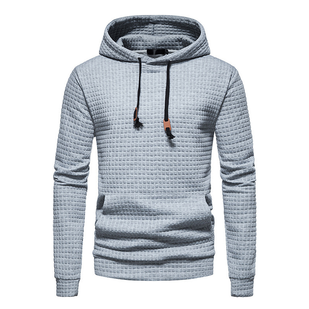 Alberchris™ Men's Waffle Pattern Solid Hoodie Casual Pullover Sweatshirt
