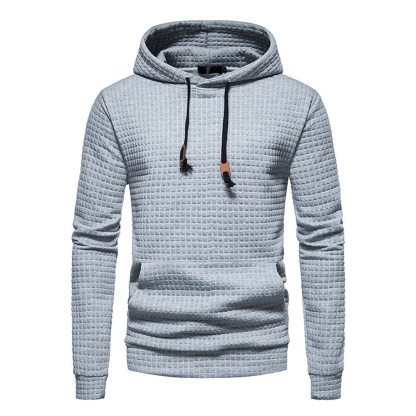 Alberchris™ Men's Waffle Pattern Solid Hoodie Casual Pullover Sweatshirt