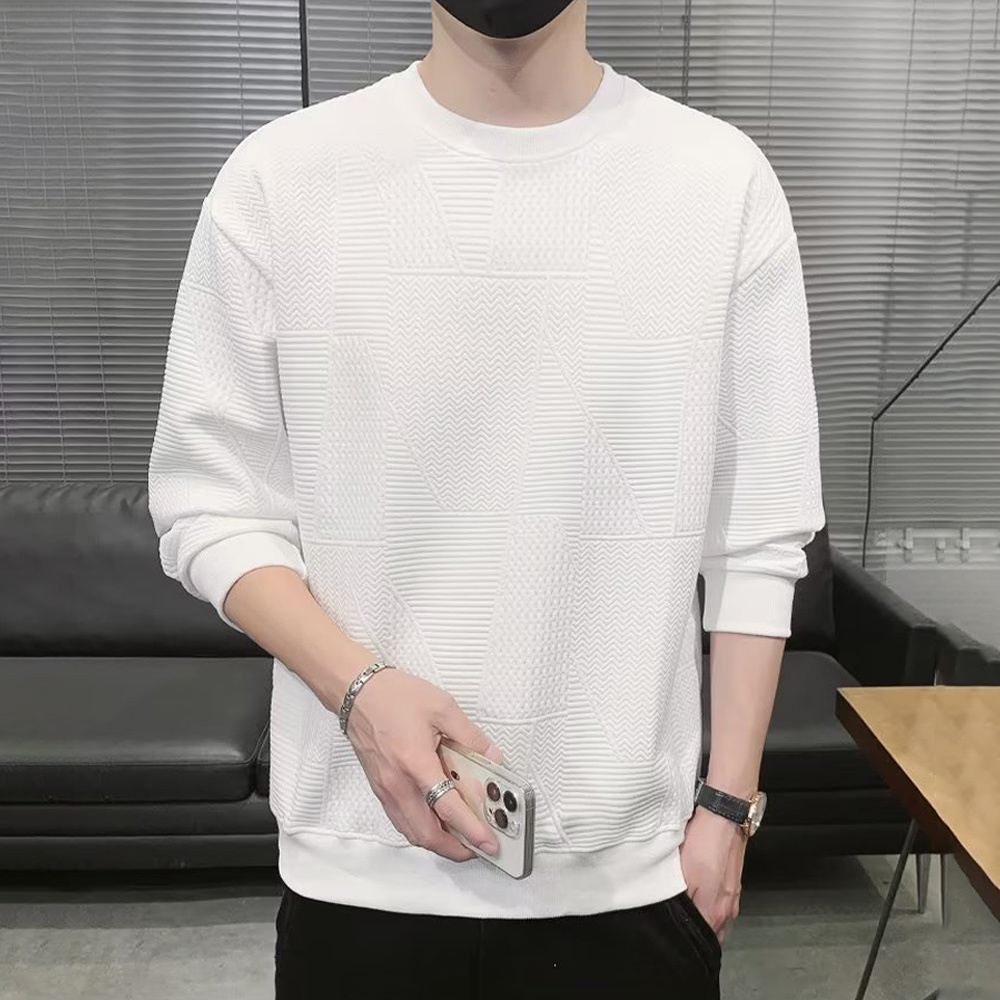 Alberchris™ Men's jacquard round neck solid color sweatshirt