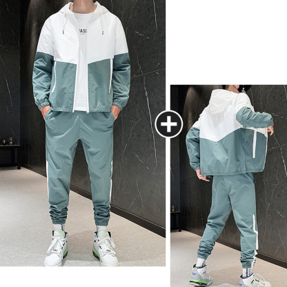 Alberchris™ Men's autumn running leisure new fashion color matching sports suit
