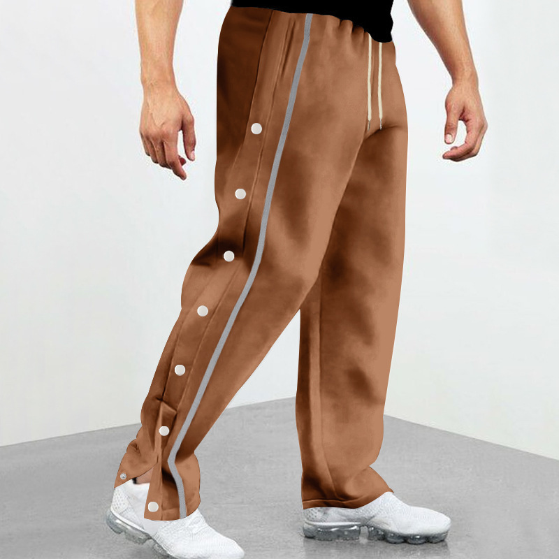 Alberchris™ Men's New Solid Striped Fashion Buttoned Wide Leg Pants Casual Sports Pants