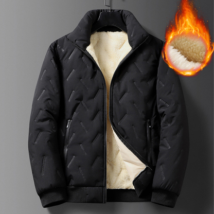 Alberchris™ New winter men's comfortable large size velvet thickened hooded jacket warm stand-up collar cotton coat