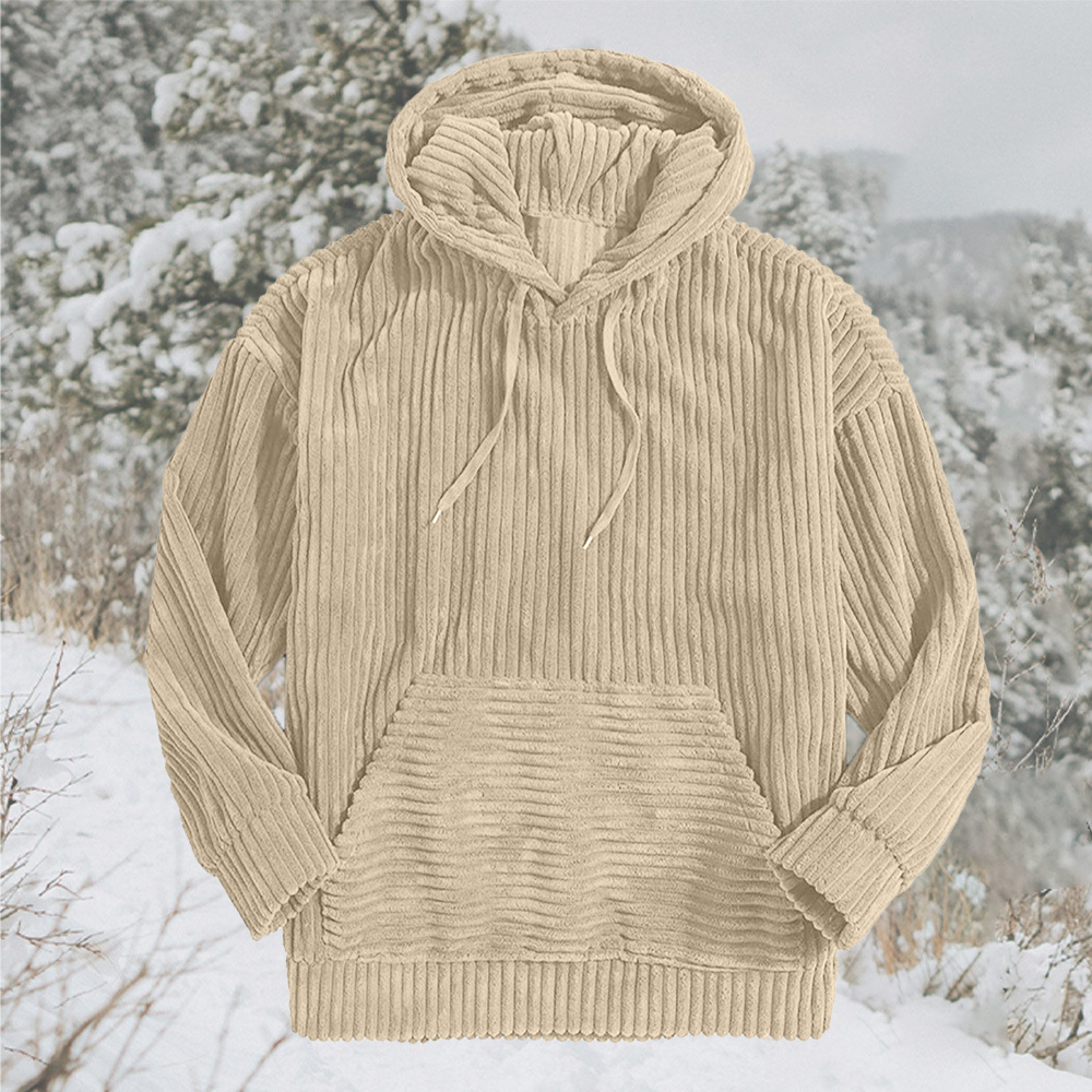 Alberchris™ Men's corduroy solid color hooded pocket sweatshirt
