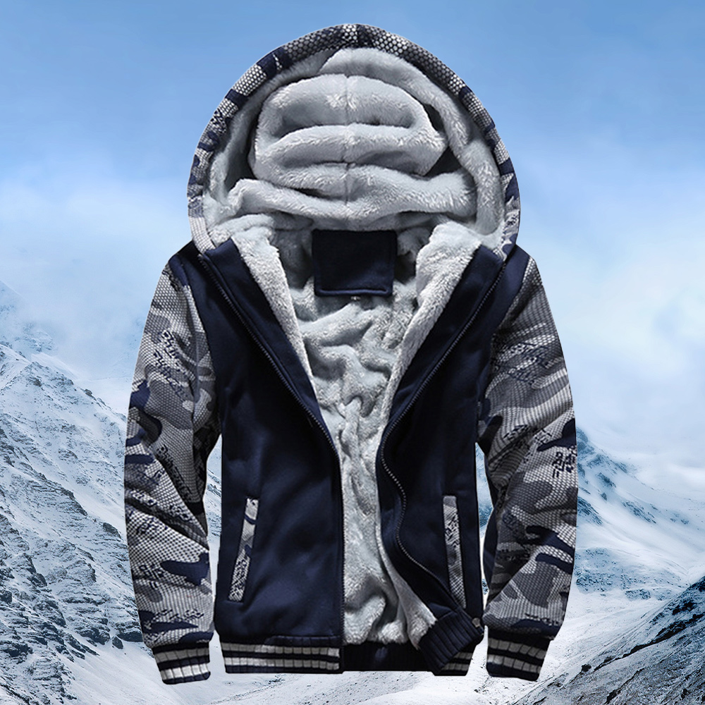 Alberchris™ New style velvet and thickened hooded color-blocked men's jacket for winter