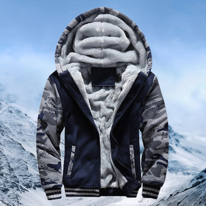 Alberchris™ New style velvet and thickened hooded color-blocked men's jacket for winter