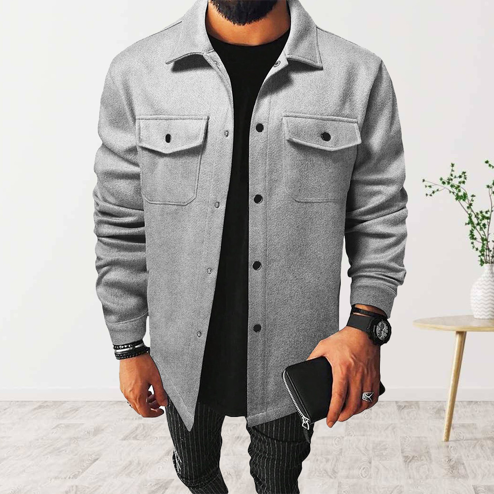 New autumn and winter men's lapel brushed casual shirt