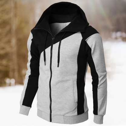 Alberchris™ New Autumn Men's Casual Color Blocking Zipper Hooded Jacket