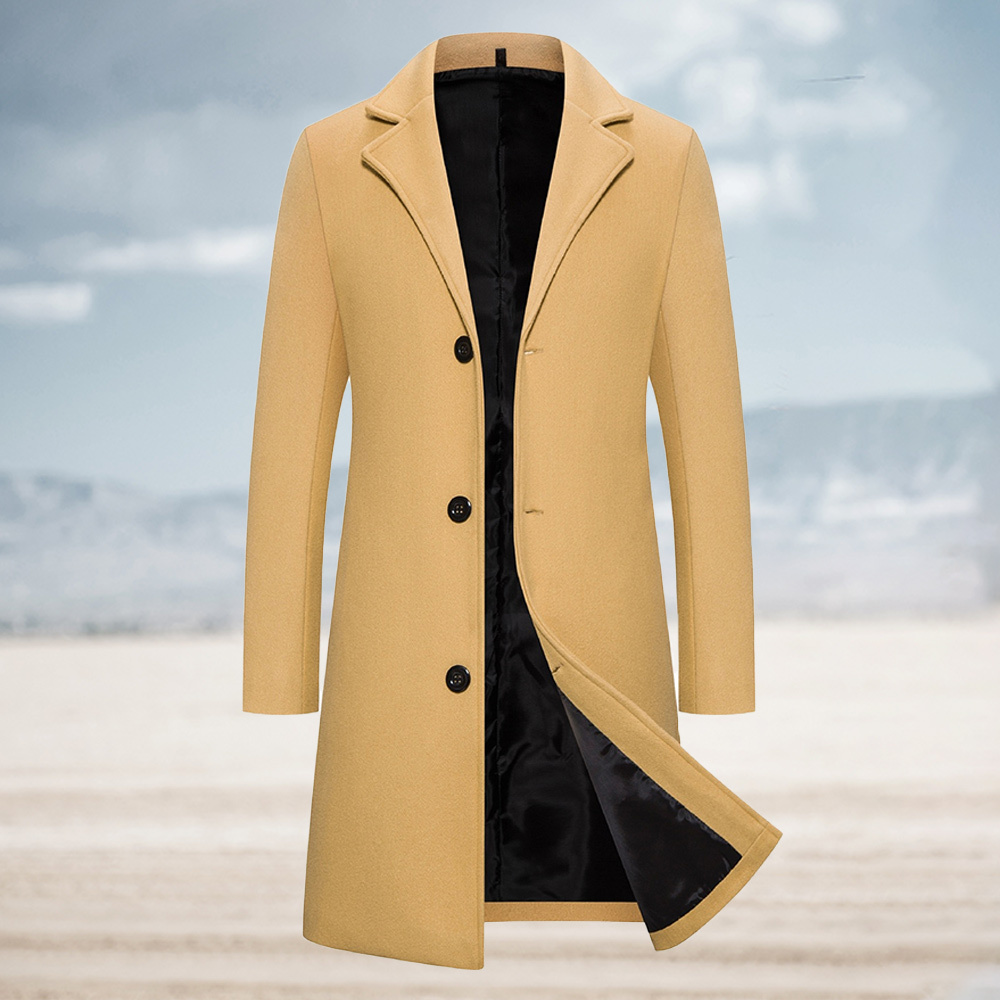 New autumn and winter men's single-breasted trench coat