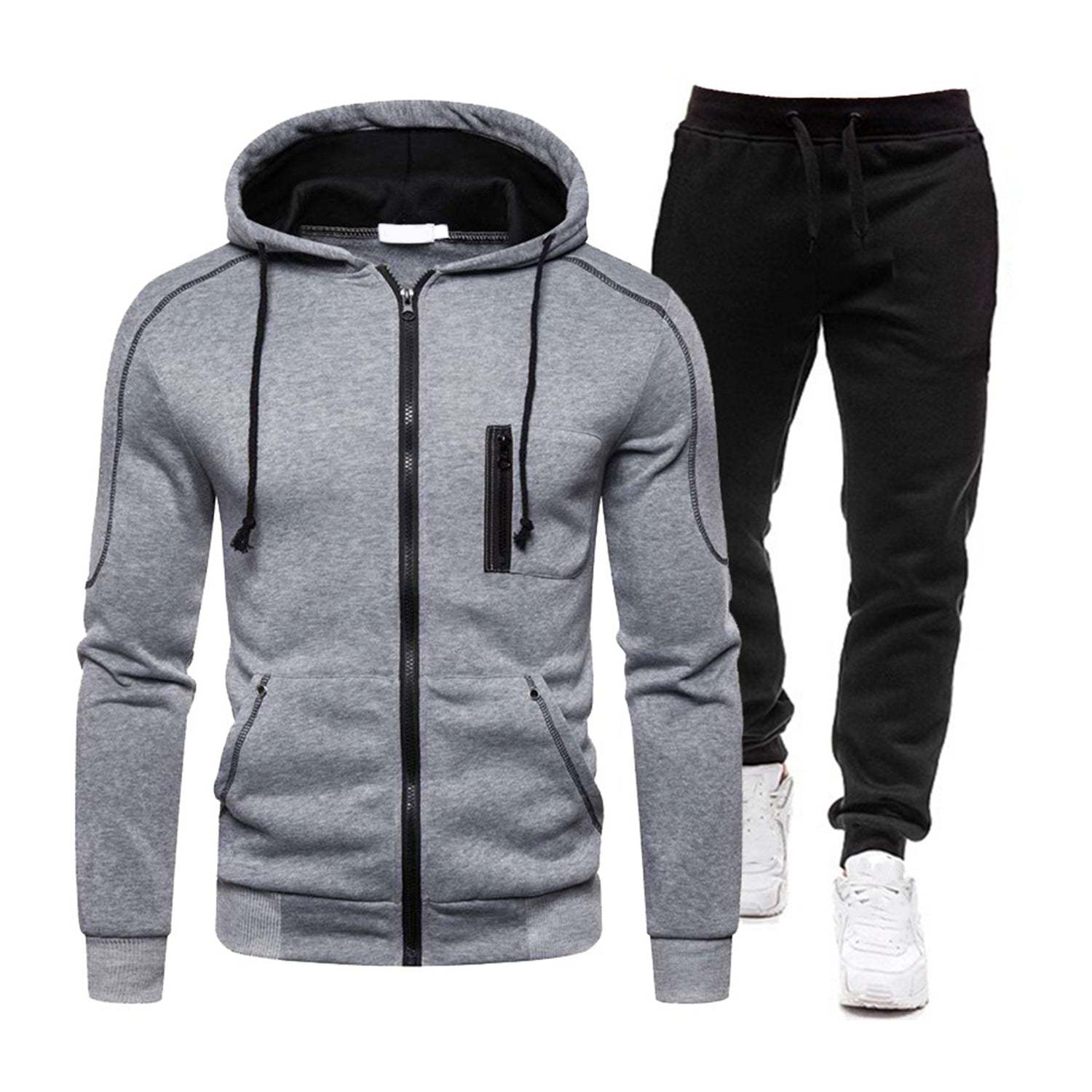 Alberchris™ New Men's Casual Sports Hooded Sweatshirt Cardigan and Pants Set