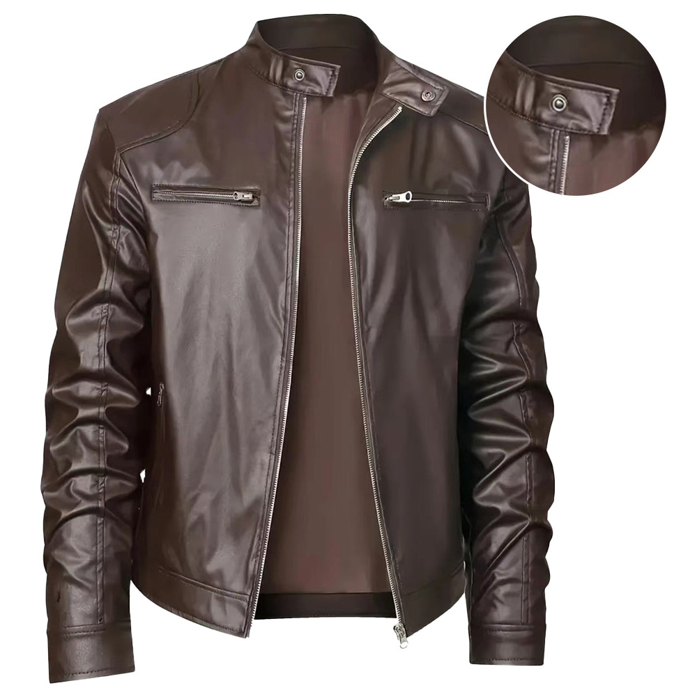 Alberchris™ New Men's Stand-up Collar Zipper Leather Jacket