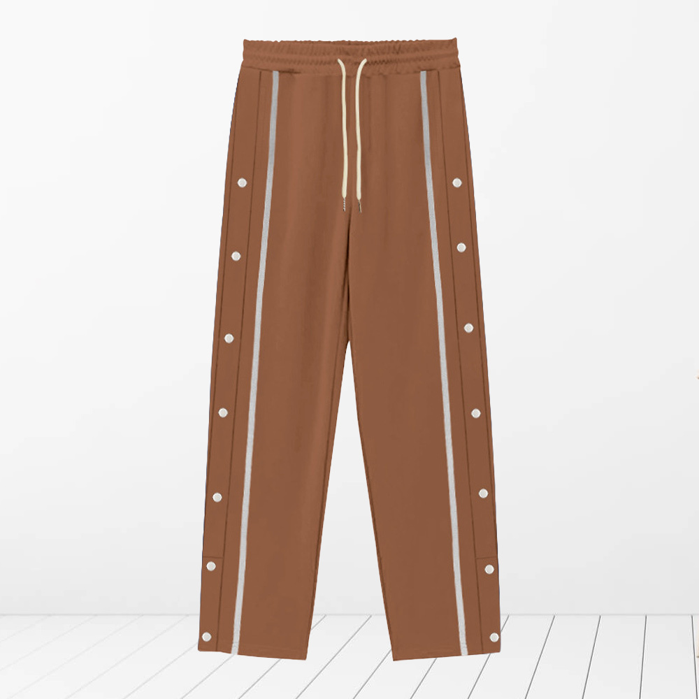 Alberchris™ Men's New Solid Striped Fashion Buttoned Wide Leg Pants Casual Sports Pants