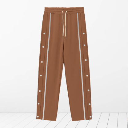 Alberchris™ Men's New Solid Striped Fashion Buttoned Wide Leg Pants Casual Sports Pants